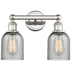 Caledonia 14&quot;W 2 Light Polished Nickel Bath Light With Charcoal Shade