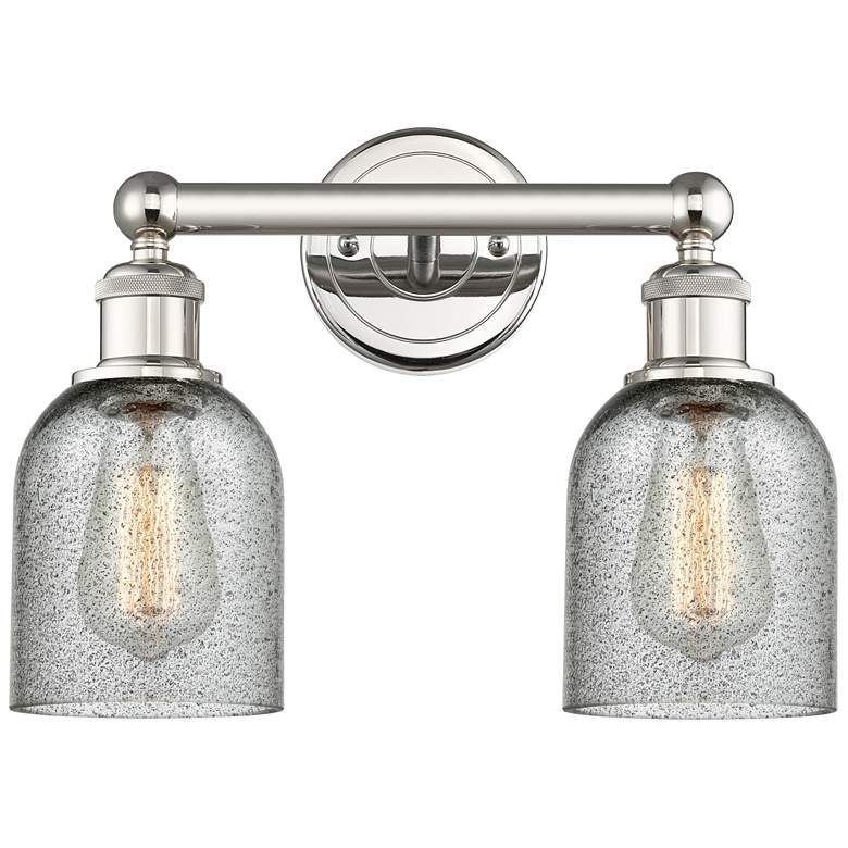 Image 1 Caledonia 14"W 2 Light Polished Nickel Bath Light With Charcoal Shade