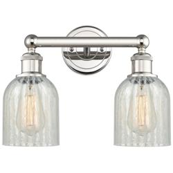 Caledonia 14&quot;W 2 Light Polished Nickel Bath Light With Mouchette Shade