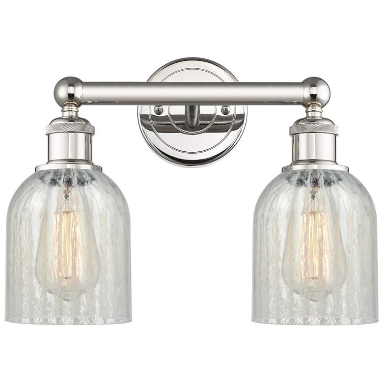 Image 1 Caledonia 14"W 2 Light Polished Nickel Bath Light With Mouchette Shade