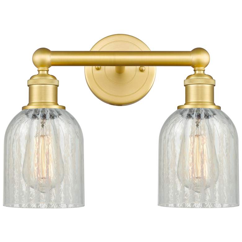 Image 1 Caledonia 14"W 2 Light Satin Gold Bath Vanity Light With Mouchette Sha