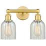 Caledonia 14"W 2 Light Satin Gold Bath Vanity Light With Mouchette Sha