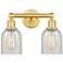 Caledonia 14"W 2 Light Satin Gold Bath Vanity Light With Mouchette Sha