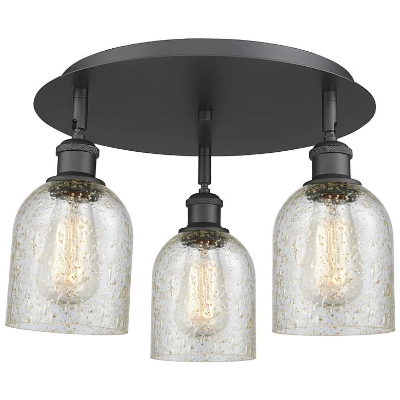 Image 1 Caledonia 16.75" Wide 3 Light Matte Black Flush Mount With Mica Glass