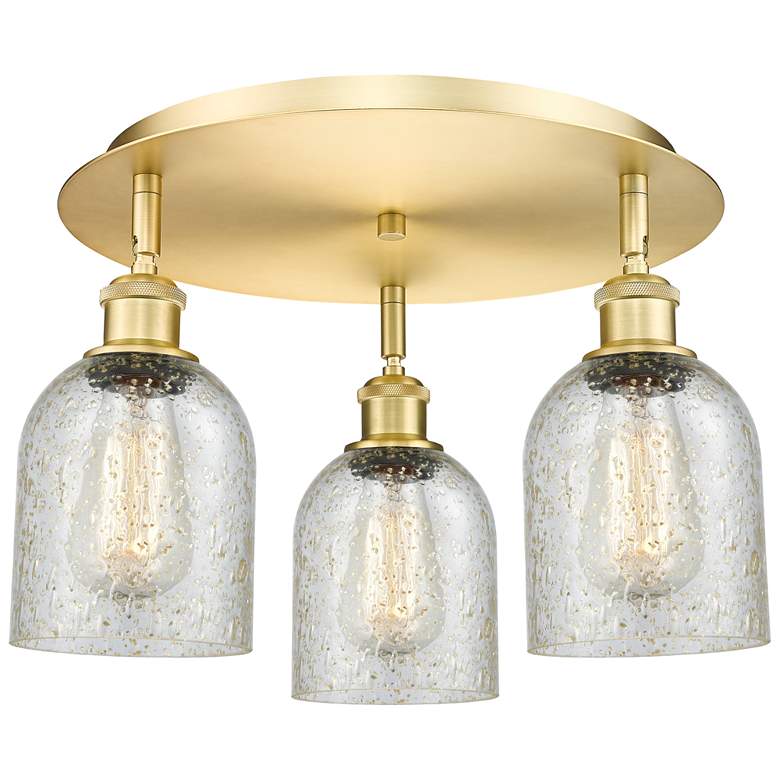 Image 1 Caledonia 16.75" Wide 3 Light Satin Gold Flush Mount With Mica Glass S