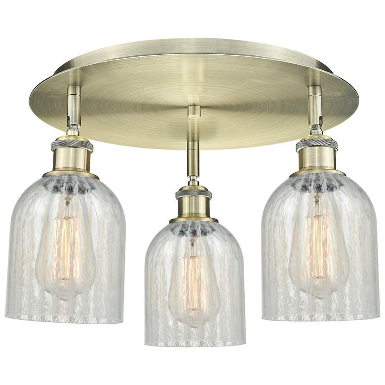 Image 1 Caledonia 16.75"W 3 Light Antique Brass Flush Mount w/ Mouchette Shade