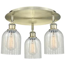 Caledonia 16.75"W 3 Light Antique Brass Flush Mount w/ Mouchette Shade