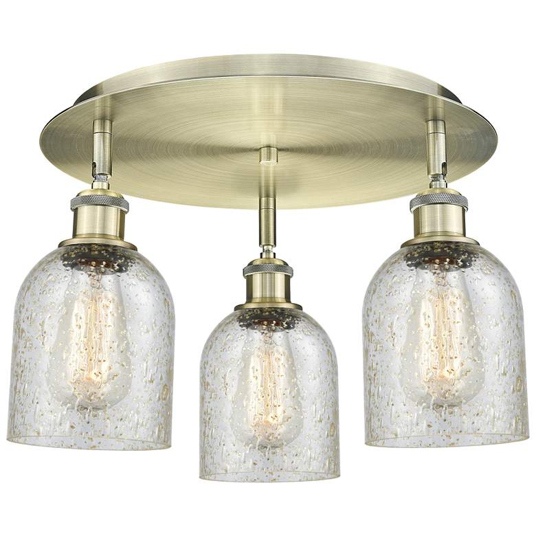 Image 1 Caledonia 16.75"W 3 Light Antique Brass Flush Mount With Mica Glass Sh
