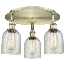 Caledonia 16.75"W 3 Light Antique Brass Flush Mount With Mica Glass Sh