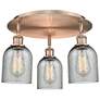 Caledonia 16.75"W 3 Light Antique Copper Flush Mount w/ Charcoal Shade