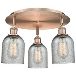Caledonia 16.75"W 3 Light Antique Copper Flush Mount w/ Charcoal Shade