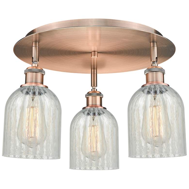 Image 1 Caledonia 16.75"W 3 Light Antique Copper Flush Mount w/ Mouchette Shad