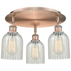 Caledonia 16.75"W 3 Light Antique Copper Flush Mount w/ Mouchette Shad