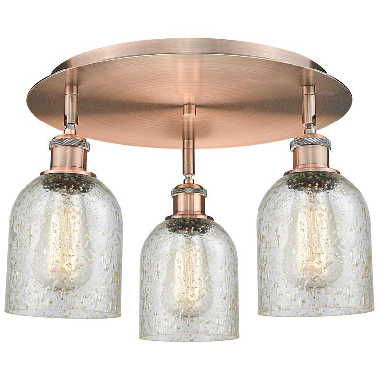 Image 1 Caledonia 16.75"W 3 Light Antique Copper Flush Mount With Mica Glass S