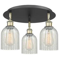 Caledonia 16.75"W 3 Light Black Brass Flush Mount w/ Mouchette Shade