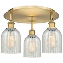 Caledonia 16.75"W 3 Light Brushed Brass Flush Mount w/ Mouchette Shade