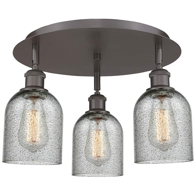 Image 1 Caledonia 16.75"W 3 Light Oil Rubbed Bronze Flush Mount w/ Charcoal Sh