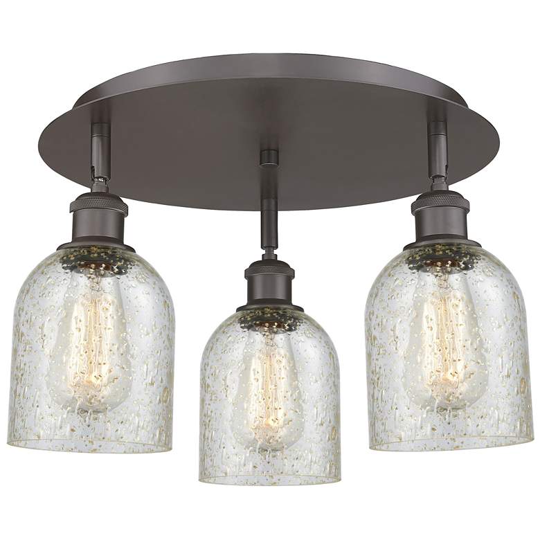 Image 1 Caledonia 16.75"W 3 Light Oil Rubbed Bronze Flush Mount w/ Mica Glass