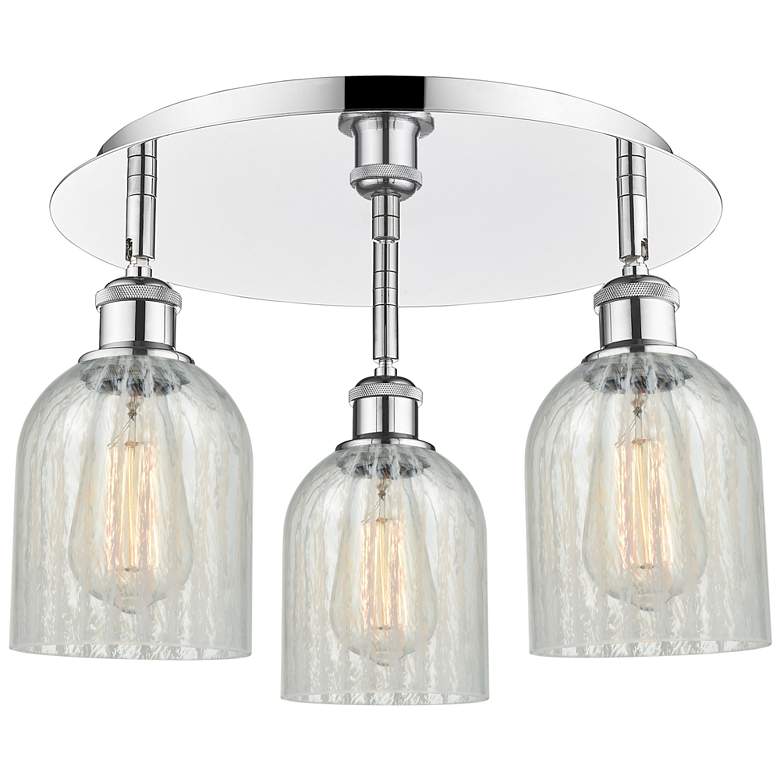 Image 1 Caledonia 16.75"W 3 Light Polished Chrome Flush Mount w/ Mouchette Sha