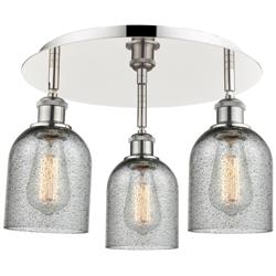 Caledonia 16.75"W 3 Light Polished Nickel Flush Mount w/ Charcoal Shad