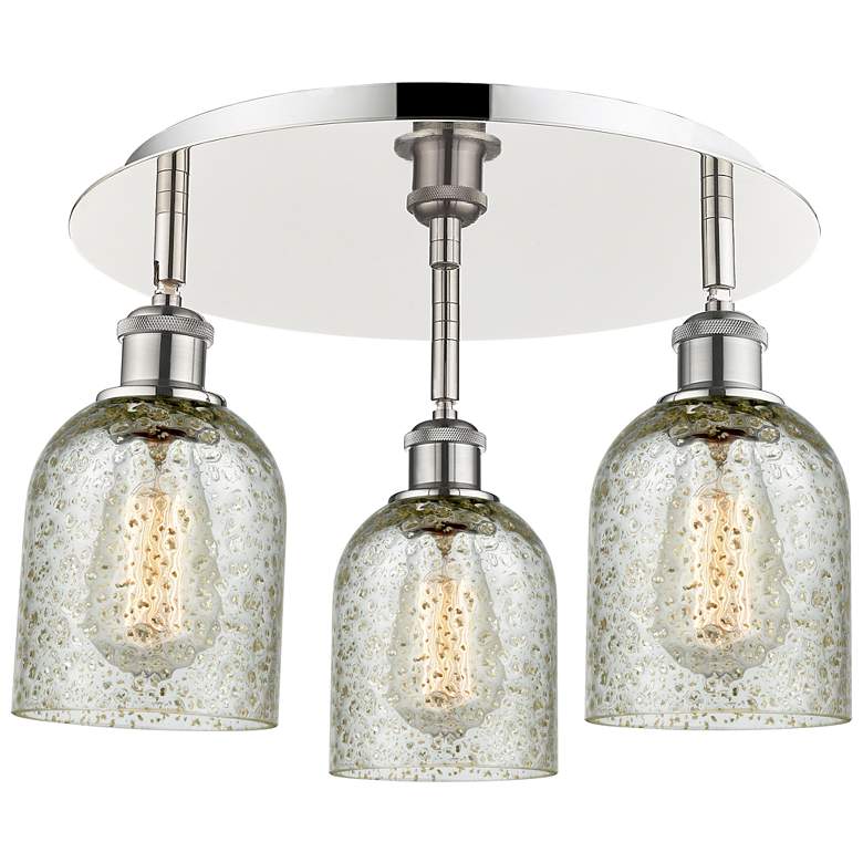 Image 1 Caledonia 16.75 inchW 3 Light Polished Nickel Flush Mount With Mica Glass 