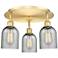 Caledonia 16.75"W 3 Light Satin Gold Flush Mount With Charcoal Glass S