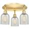Caledonia 16.75"W 3 Light Satin Gold Flush Mount With Mouchette Glass