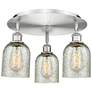 Caledonia 16.75"W 3 Light Satin Nickel Flush Mount With Mica Glass Sha