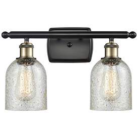 Image1 of Caledonia 16" 2-Light Black Antique Brass Bath Light w/ Mica Shade