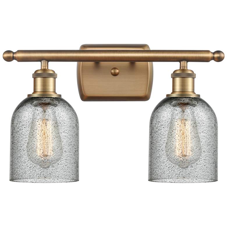 Image 1 Caledonia 16" 2-Light Brushed Brass Bath Light w/ Charcoal Shade