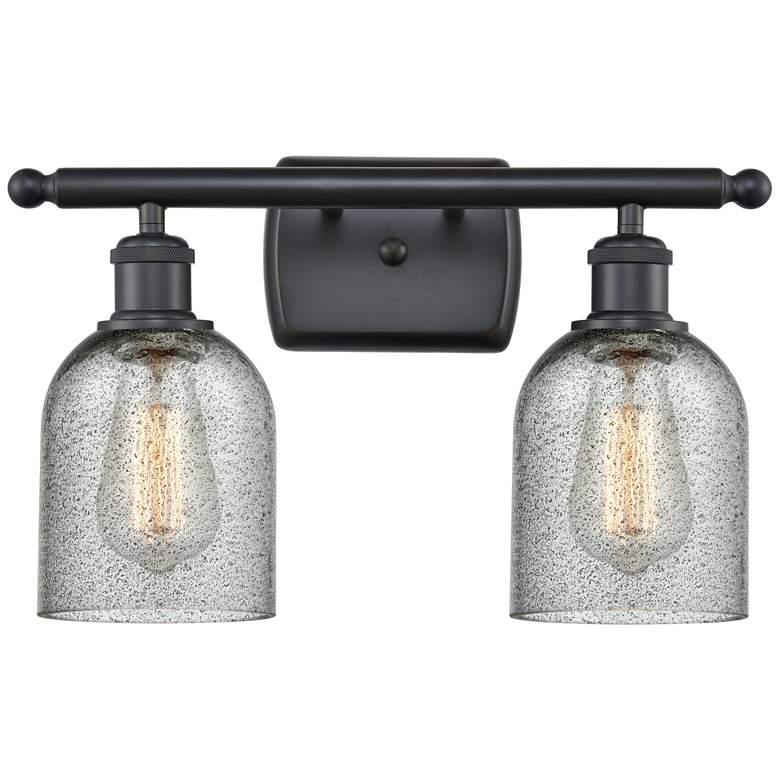 Image 1 Caledonia 16" 2-Light Matte Black Bath Light w/ Charcoal Shade