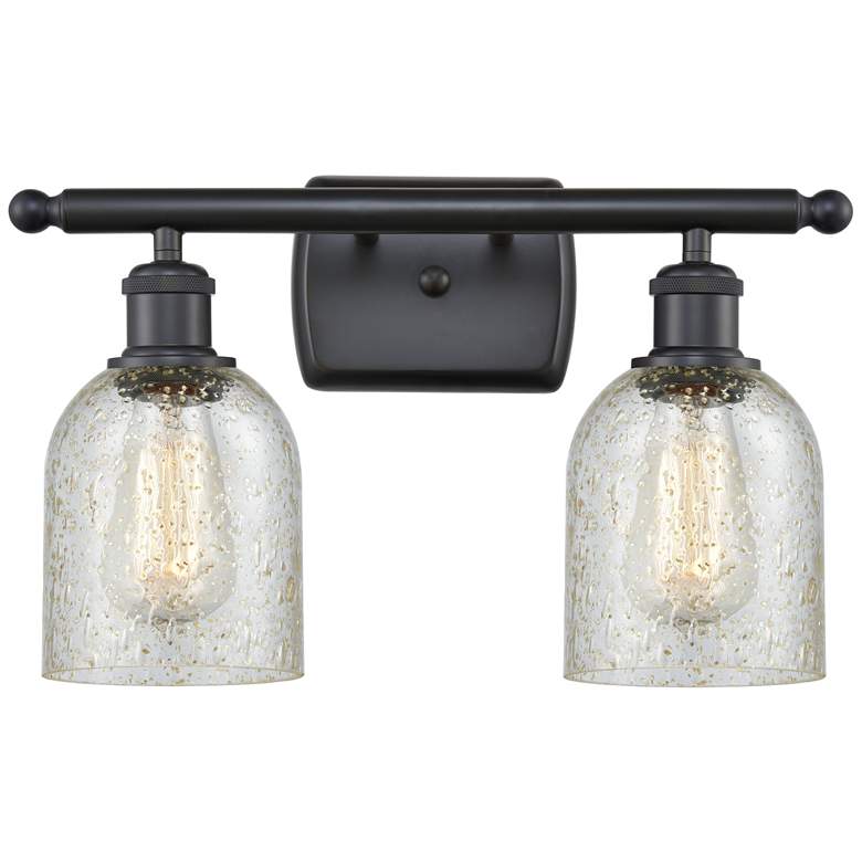 Image 1 Caledonia 16" 2-Light Matte Black Bath Light w/ Mica Shade