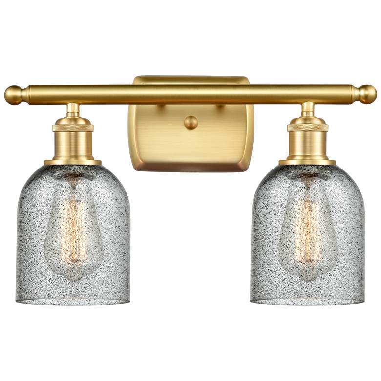 Image 1 Caledonia 16 inch 2-Light Satin Gold Bath Light w/ Charcoal Shade
