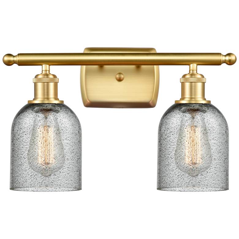 Image 1 Caledonia 16" 2-Light Satin Gold Bath Light w/ Charcoal Shade