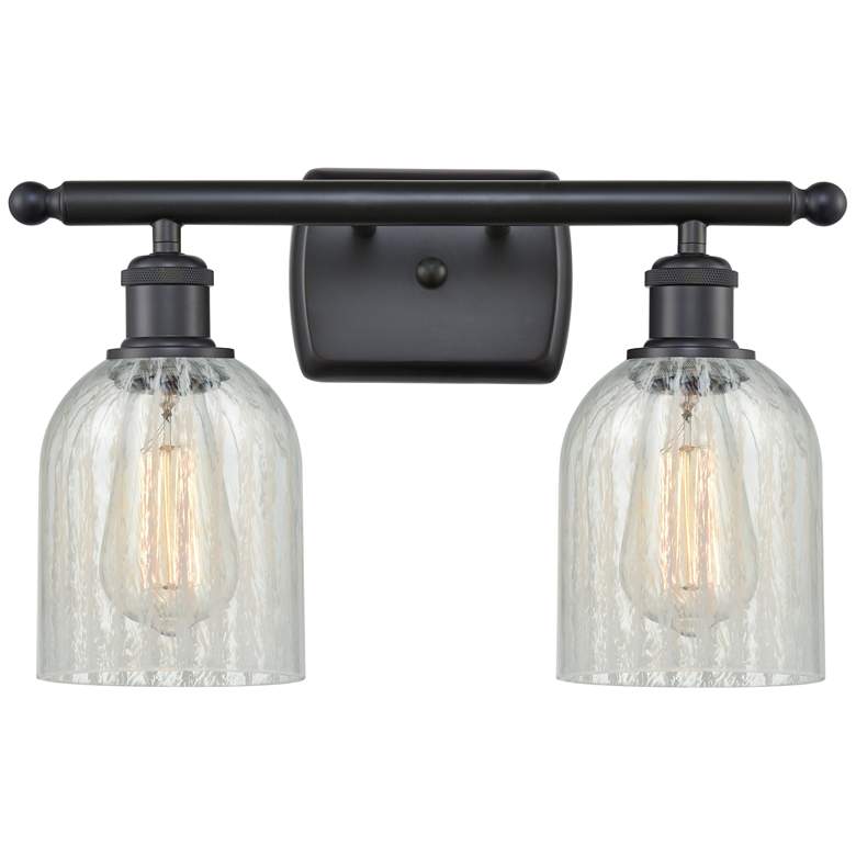 Image 1 Caledonia 16" Wide 2 Light Matte Black Bath Vanity Light w/ Mouchette