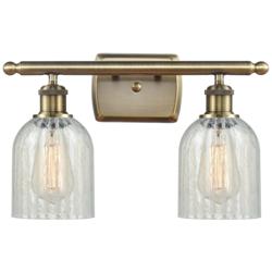 Caledonia 16"W 2 Light Antique Brass Bath Vanity Light w/ Mouchette Sh