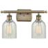 Caledonia 16"W 2 Light Antique Brass Bath Vanity Light w/ Mouchette Sh