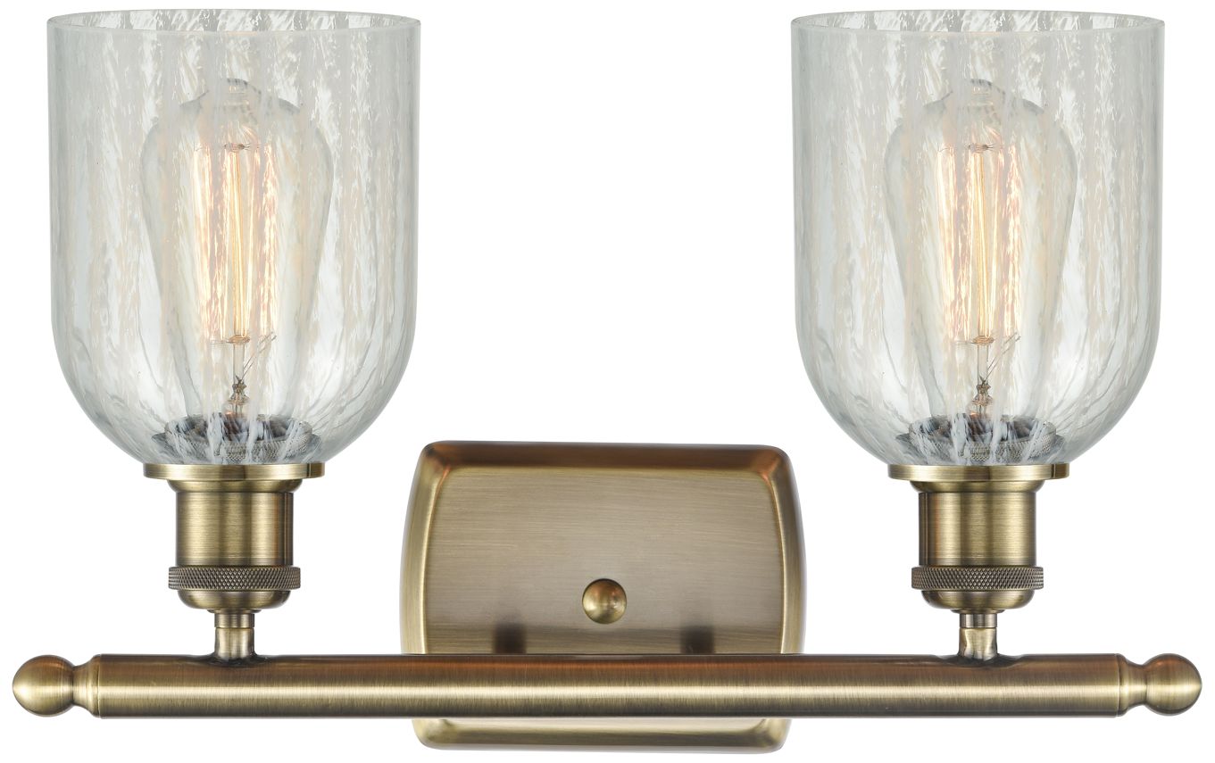 Image 2 Caledonia 16"W 2 Light Antique Brass Bath Vanity Light w/ Mouchette Sh more views