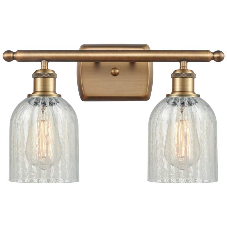 Image 1 Caledonia 16"W 2 Light Brushed Brass Bath Vanity Light w/ Mouchette Sh
