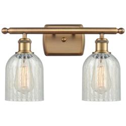 Caledonia 16"W 2 Light Brushed Brass Bath Vanity Light w/ Mouchette Sh