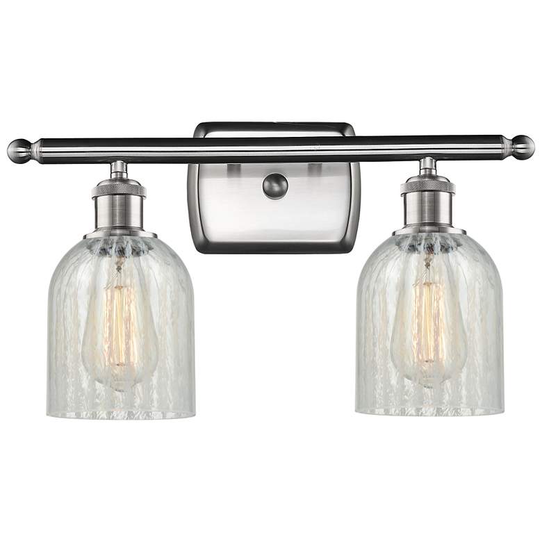 Image 1 Caledonia 16"W 2 Light Brushed Nickel Bath Light w/ Mouchette Shade