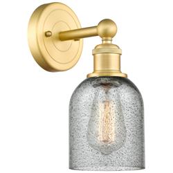 Caledonia 2.2&quot; High Satin Gold Sconce With Charcoal Shade