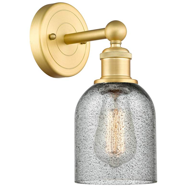 Image 1 Caledonia 2.2" High Satin Gold Sconce With Charcoal Shade