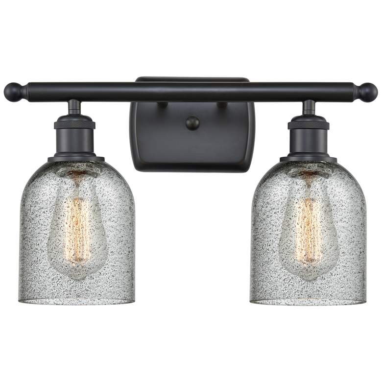 Image 1 Caledonia 2 Light 16" LED Bath Light - Matte Black - Charcoal Shade