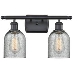 Caledonia 2 Light 16" LED Bath Light - Matte Black - Charcoal Shade