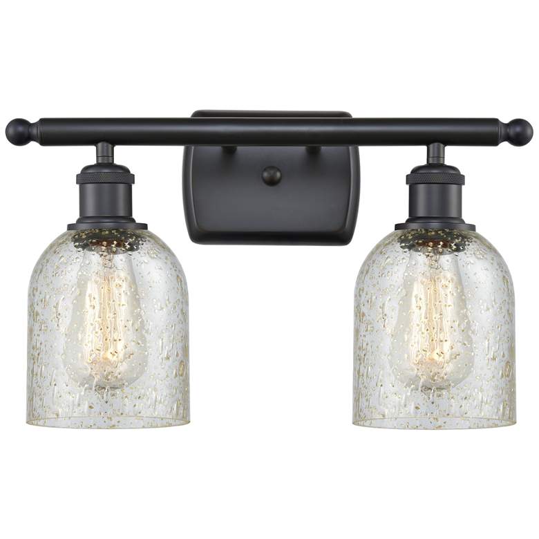 Image 1 Caledonia 2 Light 16" LED Bath Light - Matte Black - Mica Shade