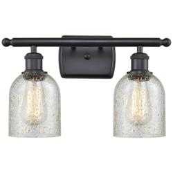 Caledonia 2 Light 16" LED Bath Light - Matte Black - Mica Shade