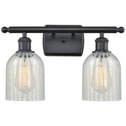 Caledonia 2 Light 16" LED Bath Light - Matte Black - Mouchette Shade