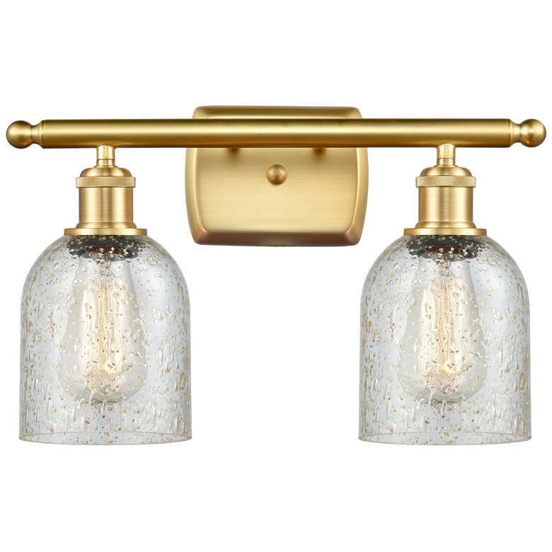Image 1 Caledonia 2 Light 16" LED Bath Light - Satin Gold - Mica Shade