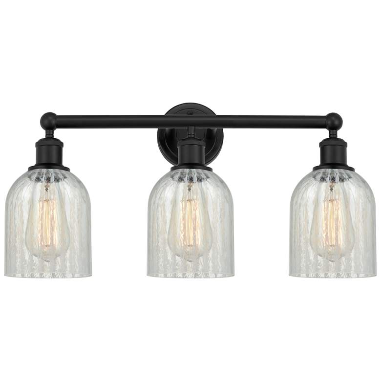 Image 1 Caledonia 23" 3-Light Matte Black Bath Light w/ Mouchette Shade
